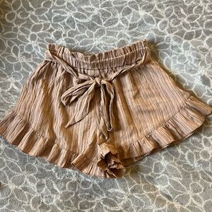 NWOT Tan Ruffle Shorts